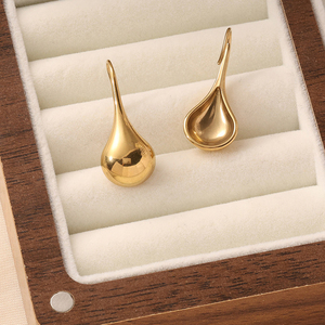 316L Teardrop Gold PVD Plated Stainless Steel Stud <b>Earrings</b> | Unisex Minimalist Lightweight Design | ZIRCON Waterproof - Product Image 5