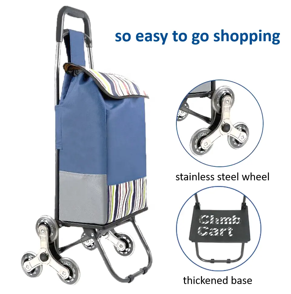 حقيبة تسوق من البوليستر 600D بسعر المصنع قابلة للطي لعربة التسوق مزودة بعجلات