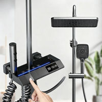 Ensemble de robinetterie de douche murale moderne noir en acier inoxydable à poignée unique avec jet doux en céramique pour hôtel, appartement, villa