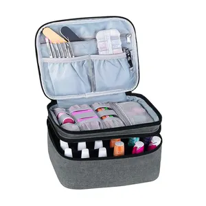 Conjunto de manicure portátil com esmalte, conjunto de manicure com duas camadas, organizador