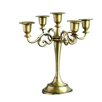 Portacandele in metallo Retro argento dorato nero bronzo candelabri a 5 bracci candeliere matrimonio