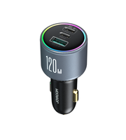JOYROOM PD Chargeur rapide aluminium QC3.0 120W Chargeur double USB Chargeur de voiture pour téléphone portable