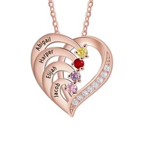 Duoying Fashion S925 Silver Birthday Stone supporto 2-4 <span class=keywords><strong>nome</strong></span> personalizzato collana ciondolo cuore regalo per la festa della mamma - Product Image 5