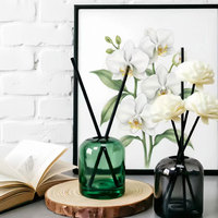 Set di Diffusori di Fragranze di Lusso con Fiori, Etichetta Privata, Logo Personalizzato, Grande Bottiglia in Vetro, Fiori Secchi Artigianali, Profumatore per la Casa