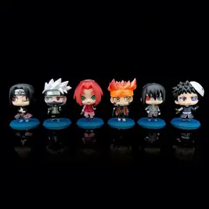 厂家批发高品质6件/套大眼Narutoo动漫人物Narutoo Kakashi Sasuke动作人物玩具娃娃模型