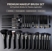 Meilleur 15 pièces 42 pièces fond de teint noir correcteur poudre éventail ensemble de pinceaux de maquillage personnalisé avec marque privée sac de gros
