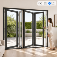 Porte pliante en verre en alliage d'aluminium, porte patio pliante, style sans cadre Low-E pour balcon, extérieur, maison