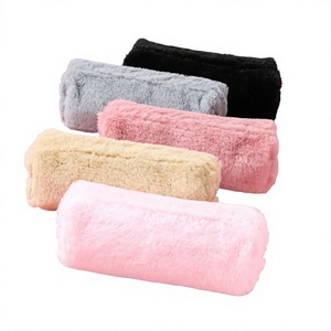 Fluffy Pencil Case Fabric Storage <b>Bag</b> Novelty Gift Pink Gray Black Beige Color Options - Product Image 1