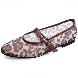 Bailarinas transpirables a la moda para mujer, <span class=keywords><strong>zapatos</strong></span> informales con estampado de animales Mary Jane para verano y primavera, bailarinas de malla - Product Image 3