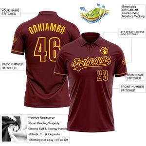 Custom Men's Polo Shirt Short Sleeve 100% Polyester Embroidered Quick Dry Golf <b>Bowling</b> Jersey Red Personalized Stitched Text - Product Image 3