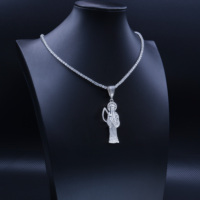 Ciondolo Personalizzato Santa Muerte Grim Reaper in Argento Sterling 925 con Moissanite VVS, Bilancia e Falce, Collana Unisex HipHop Religiosa