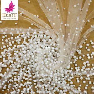 Hy1796 Pháp Trắng Chất Lượng Cao Ngọc Trai Chỉ Đính Cườm Ren Đám Cưới Váy Cưới Độ Màu Mật Độ Hiệu ứng Bán Buôn Châu Phi - Product Image 5