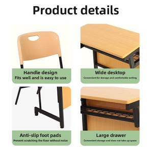 Phong cách hiện đại Trung Học Bàn và ghế đặt Philippine lớp học đồ nội thất sinh viên với bàn gỗ và kim loại ghế - Product Image 6