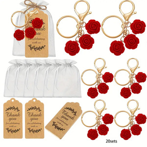 Set di 10 Portachiavi a Forma di Rosa, Bomboniere per Feste, Regali con Anello Portachiavi a Fiore per Matrimoni, Souvenir per Ospiti, Compleanni, Baby Shower - Product Image 1
