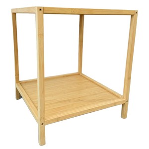 <b>Bamboo</b> Coffee <b>Table</b> Square Side <b>Table</b> With Storage Shelf Indoor Living Room Furniture Simple Design Wood Frame - Product Image 2