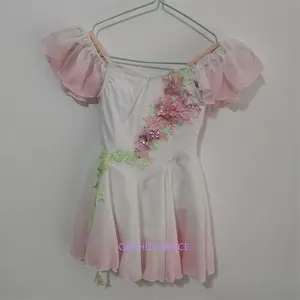 New Design Custom Size Custom Color Kids Girls Women Adult Modern Dance Performance Wear Pink Cupid Lyrical Chiffon Dress