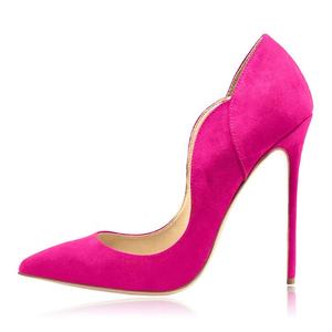 Nouveau style rose rouge daim bout pointu escarpins à talons aiguilles talon 4.7 pouces deux couleurs sexy femmes chaussures à talons hauts - Product Image 1