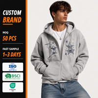 Sweat à capuche zippé camouflage pour homme, motif graphique, polaire épais 400 g/m², broderie personnalisée, streetwear, sweats à capuche de haute qualité en gros