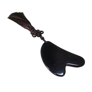 Cadeau promotionnel pour femmes : Gua Sha en jade naturel et obsidienne avec pendentif à pompon pour le visage - Product Image 2