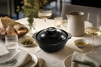 Marmite coréenne noire en pierre Ttukbaegi avec couvercle, pot à ragoût en terre cuite, céramique gravée à motifs floraux, résistant à la chaleur, vente en gros