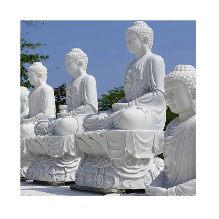 Outdoor Large Natural Stone Marble Buddha Statues Carving Sculpture