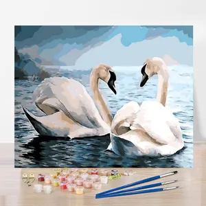 Pintura al óleo digital por números DIY, decoración familiar, pintura en lienzo, Animal, grúa, Cisne, manualidades pintadas a mano, Kit, regalos para adultos - Product Image 1