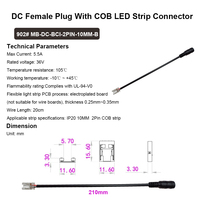 Usine en gros DC prise femelle bande d'extension 24V 12V 5V COB LED bande lumière fil connecteur 8mm 10mm boîtier PC