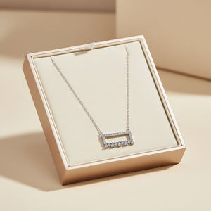 Tremendous Quality Elegant Design Shiny <b>Thin</b> <b>Chain</b> Necklace Jewelry 18K Solid White <b>Gold</b> Real Natural Diamond Pendant Necklace - Product Image 6