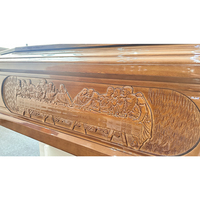 Ataúd Funerario de Madera Maciza Premium con Relieve de la Última Cena, Ataúd de Madera con Acabado Liso y Brillante para la Industria Funeraria Europea