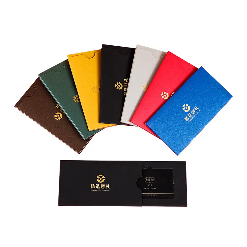 Small Drawing Box VIP Golden Foil Logo Business Design Sliding Packaging Gift Cards Set