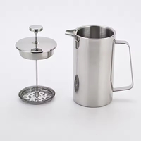 Cafetière à double paroi isolée 1L 800ML 600ML en acier inoxydable 304, presse à café française
