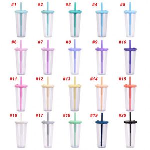 Gobelets en plastique double paroi promotionnels transfrontaliers avec couvercle et paille, bouteille d'eau transparente en plastique 16OZ, gobelet à boisson avec logo - Product Image 2