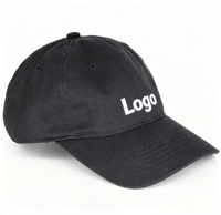 Unisex zwarte katoenen baseballpet, verstelbare pet, zeefdruklogo, buitensport hoofddeksel