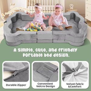 Cama de Viaje Plegable Portátil para Niños Pequeños, Diseño de Patas, Espuma de Alta Densidad, Color Gris, Muebles Infantiles para Dormir - Product Image 5