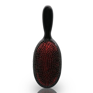 Black Hot-Selling Private Label Handle Boar Bristle Soft Cushion Custom Hair Brush For Women