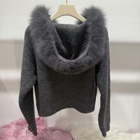 Chapeau en fourrure de renard Design Pull décontracté Manteau de couleur personnalisé Veste courte avec fermeture éclair