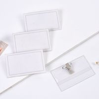 Porte-badges horizontaux en PVC transparent de haute qualité Hookei avec épingles de sécurité et pinces crocodiles 90x57mm