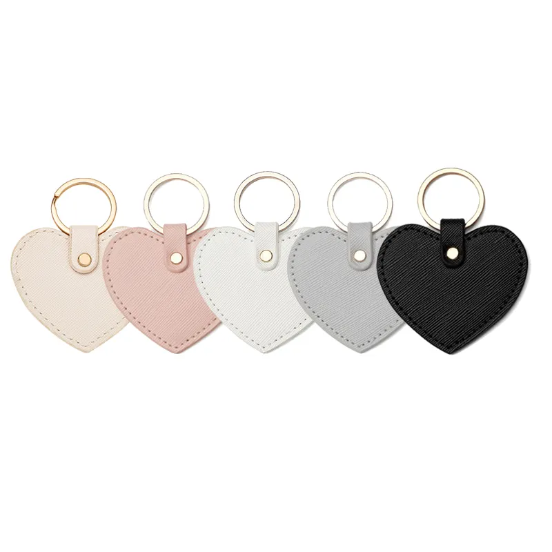 Personalized saffiano leather cute heart keychain