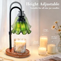 Lampe chauffe-bougie Banbanda avec minuterie, cadeau d'anniversaire pour femmes - Base en bois de noyer réglable en hauteur, utilisation sur table, intérieur, 2