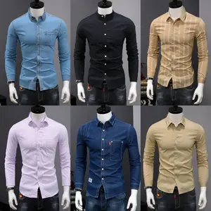 Camisa de negócios de manga longa para homens premium de alta qualidade promove suavidade e respirabilidade