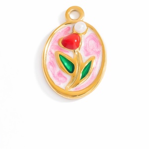 จี้ทำมือ DIY สแตนเลสสตีลสำหรับผู้หญิง ชุบทอง 18K ไม่ลอก ไม่ซีดจาง เครื่องประดับแฟชั่นน่ารัก สไตล์น่ารัก ประดับด้วยไมโครอินเซอร์ท - Product Image 5