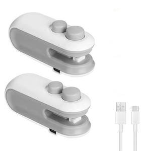 Scelleuse de sacs portable 2-en-1 avec logo personnalisé, coupe-sac à pression manuelle, rechargeable par USB, pour snacks et chips - Product Image 1