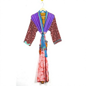 Kimono Sari de seda Floral bohemio Vintage, ropa de dormir cómoda para mujer, para playa, casa, fiesta, ropa de descanso nupcial, novedad - Product Image 1