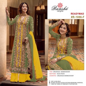 Costume Salwar pakistanais prêt à l'emploi en matériau semi-cousu de nouvelle collection pour la fête de mariage et les vêtements d'extérieur - Product Image 4