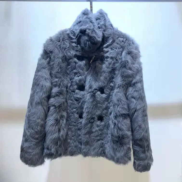 인기있는 양 모피 코트 패션 겨울 모피 코트 스탠드 칼라 양고기 모피 자켓