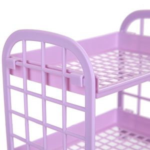Étagère de bureau en plastique ajourée créative à 2 niveaux, support de rangement polyvalent pour bureau, cuisine, salle de bain - Product Image 3