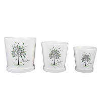 Ensemble de 3 pots en céramique d'art moderne nordique pour plantes de printemps