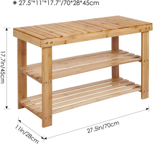 2022 Cabinet Bamboo <strong>Shoe</strong> Rack <strong>Bench</strong> With 2 Tiers Shelves Display <strong>Storage</strong> and Organizer for Bedroom, Entryway, <strong>Hallway</strong> - Product Image 3