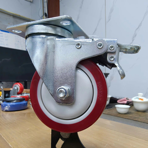 ล้อเลื่อนอุตสาหกรรม ยาง PU สีแดง ขนาด 3-4-5 นิ้ว พร้อมขายึดสแตนเลส ล้อหมุนพร้อมเบรก รับน้ำหนักได้มาก สำหรับงานทั่วไป - Product Image 1