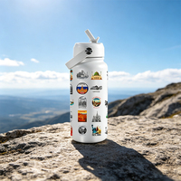 Bouteille d'eau personnalisée pour la liste des 50 États, idéale pour les voyages, les parcs nationaux et les journées spéciales, avec autocollant étanche